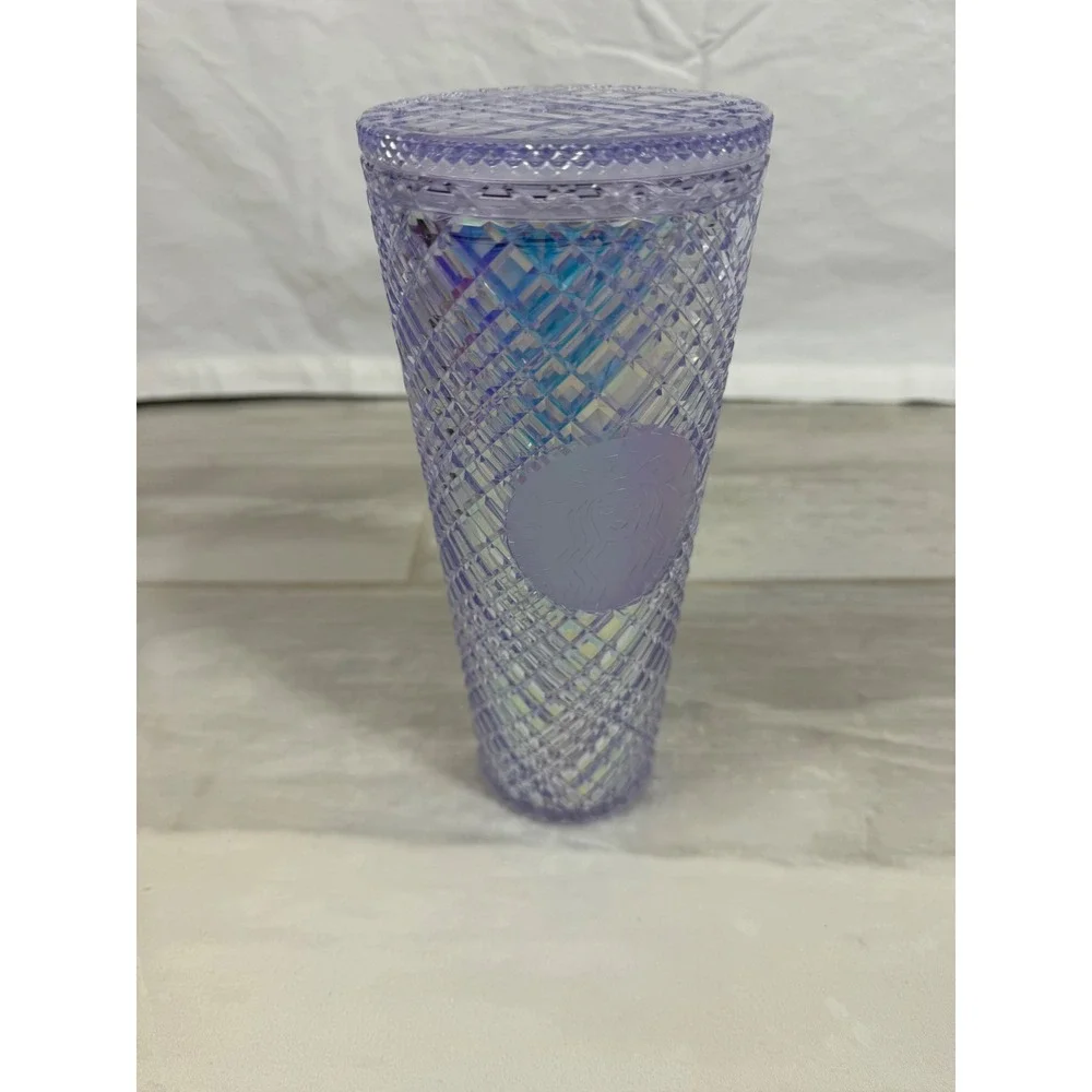 Starbucks Lavender Iridescent Studded Grid Venti Tumbler 24oz Cold Cup Purple